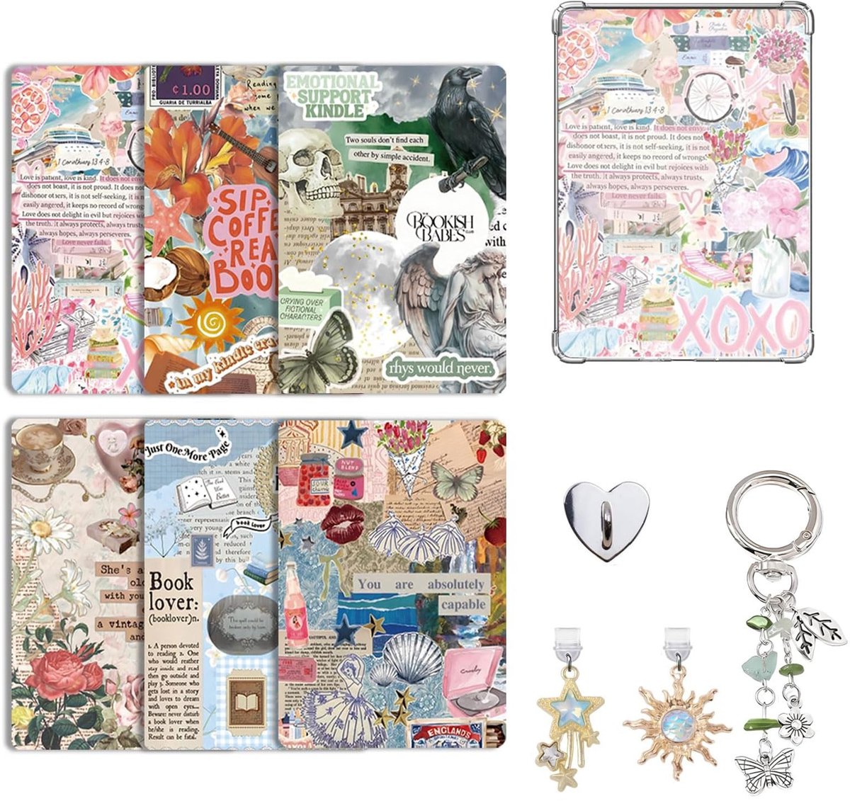 SolidKeus - Set van 6 E-Reader Case Inserts met 2 Dust Plug Charms
