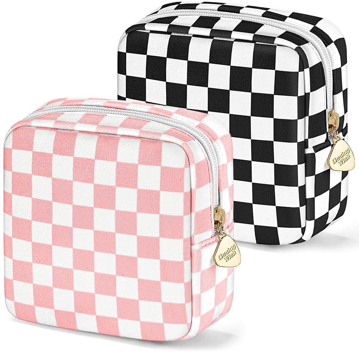 SolidKeus - Set van 2 Dames Make-up Tassen met Ruitpatroon