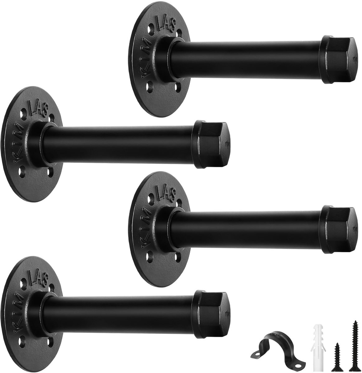 SolidKeus - Set van 4 Zware Wandsteunen voor Planken 50kg Capaciteit Zwart 10cm