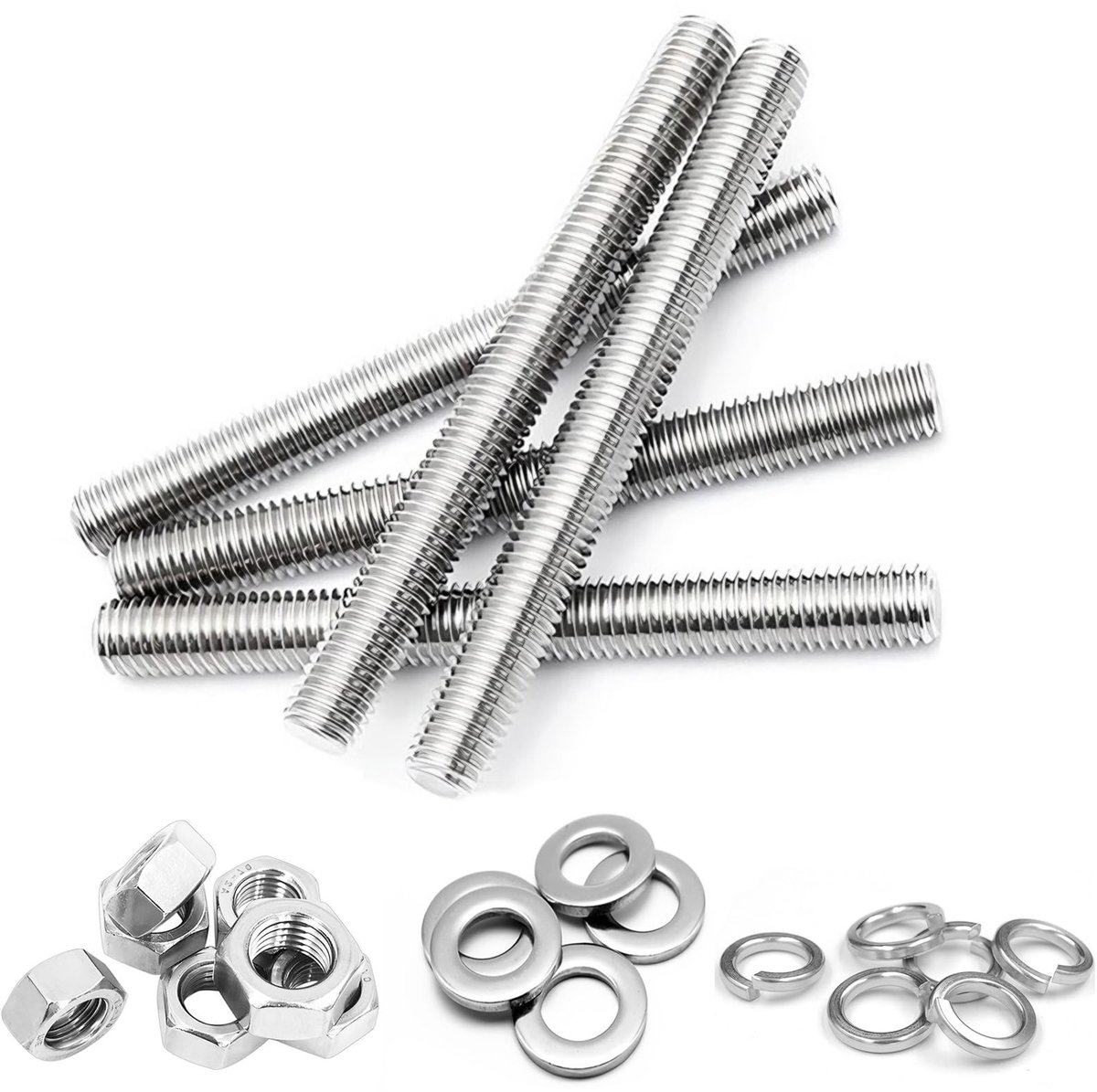 SolidKeus - Set van 10 Gegalvaniseerde Draadstangen M8 x 100 mm