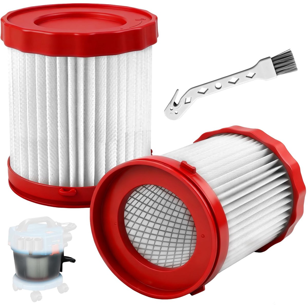 SolidKeus - Set van 2 HEPA Filters voor Stofzuiger met Schoonmaakborstel