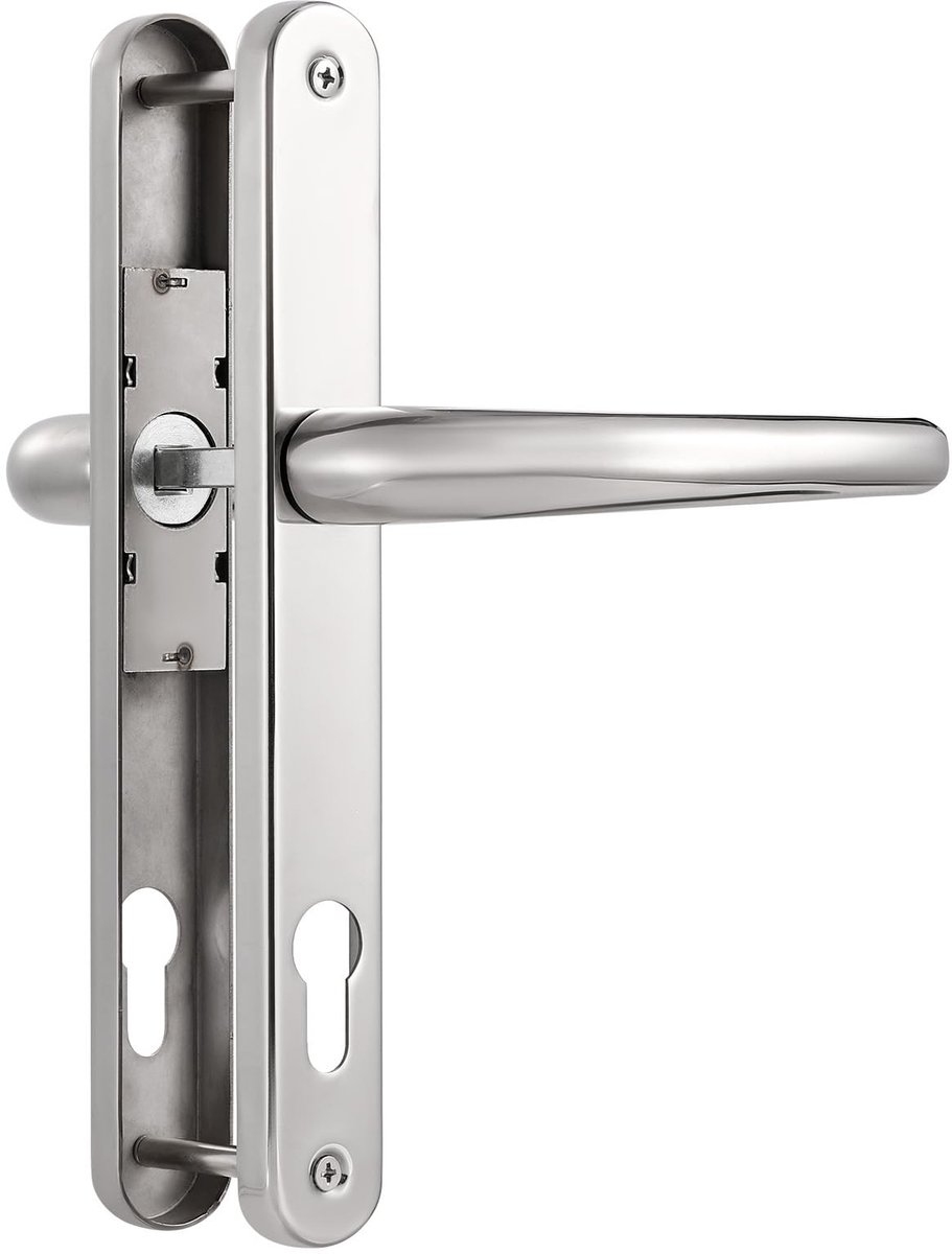 SolidKeus - Deurgreep Set Polished Chrome RVS L-vormig voor UPVC