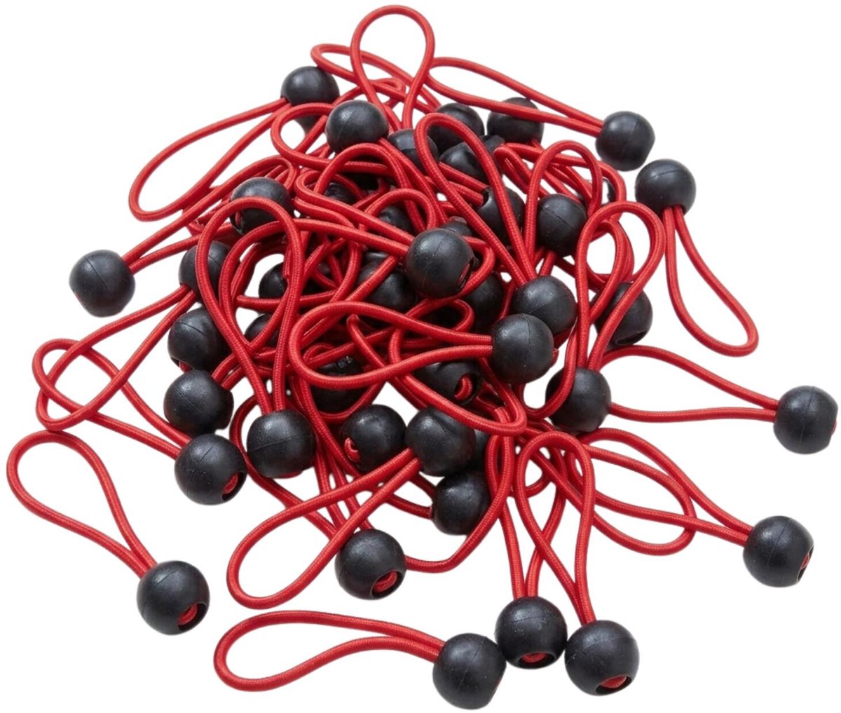 Cogex Spanelastieken met ballen - 50x stuks - kunststof / nylon - voor dekzeil en transport
