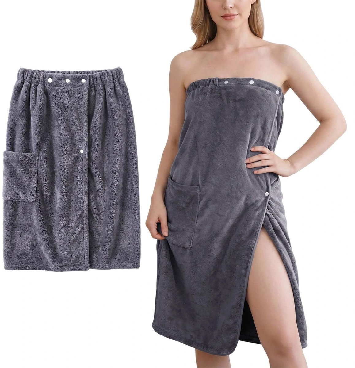 Omgoods - Vrouwelijke Badjas en Sauna Handdoek Poncho