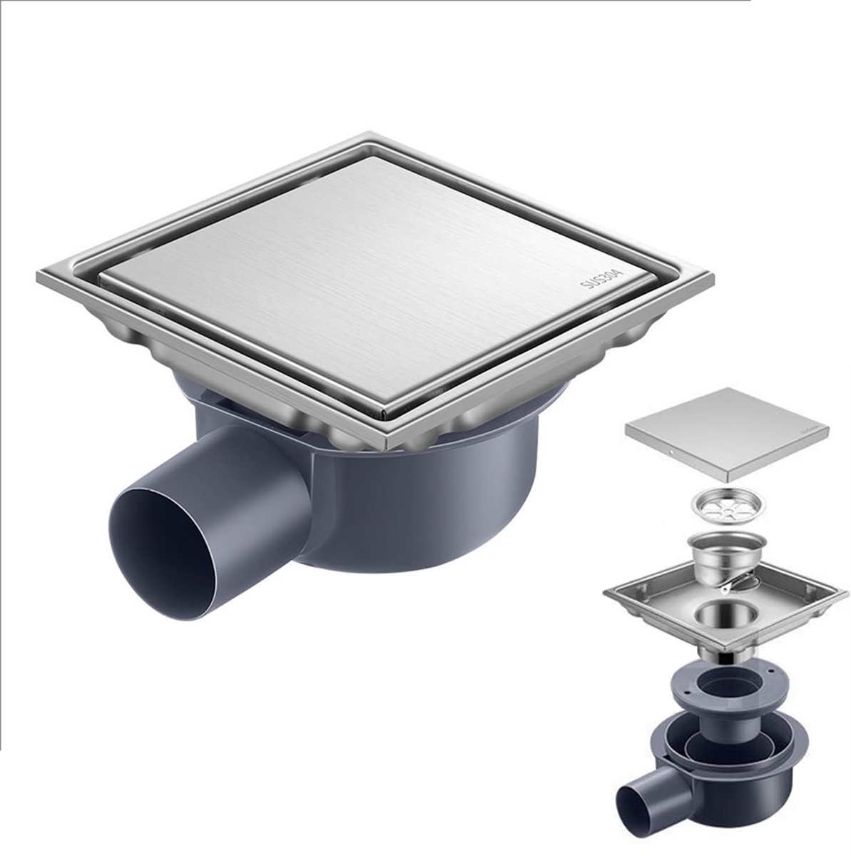 Omgoods - Vierkante Doucheput met 360° Sifon en Geurfilter