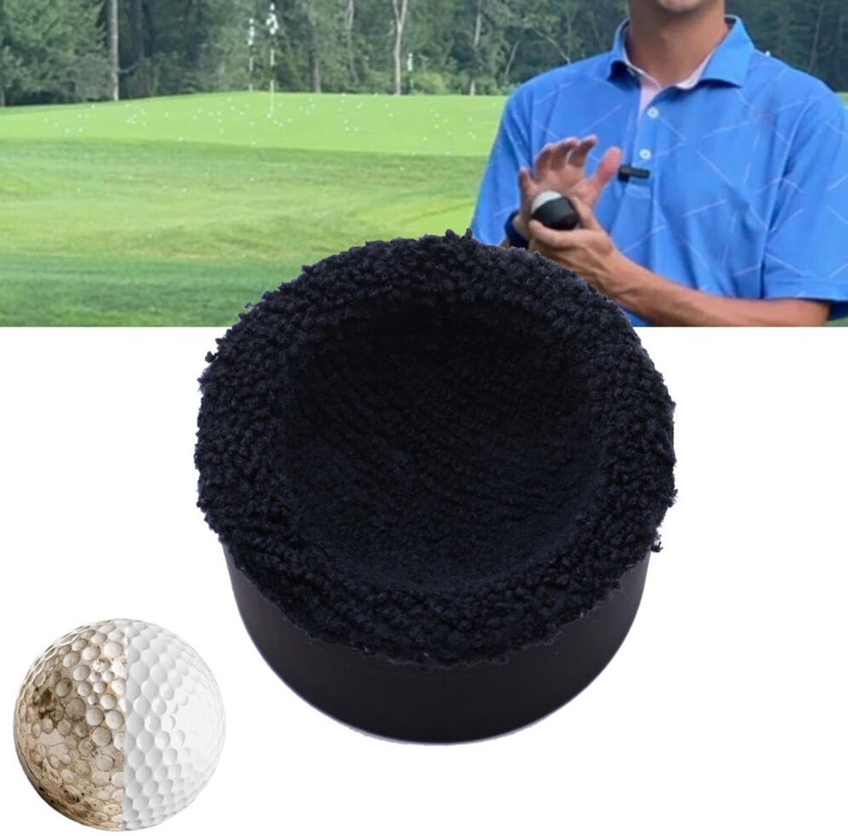 Magnetische Golfbalreiniger - Golf Accessoires - Golfball Washer Cleaner - golfgereedschap - Ball washer - Draagbaar - Handig Cadeau Geschenk voor Golfers - 5,5x3,1cm - Zwart