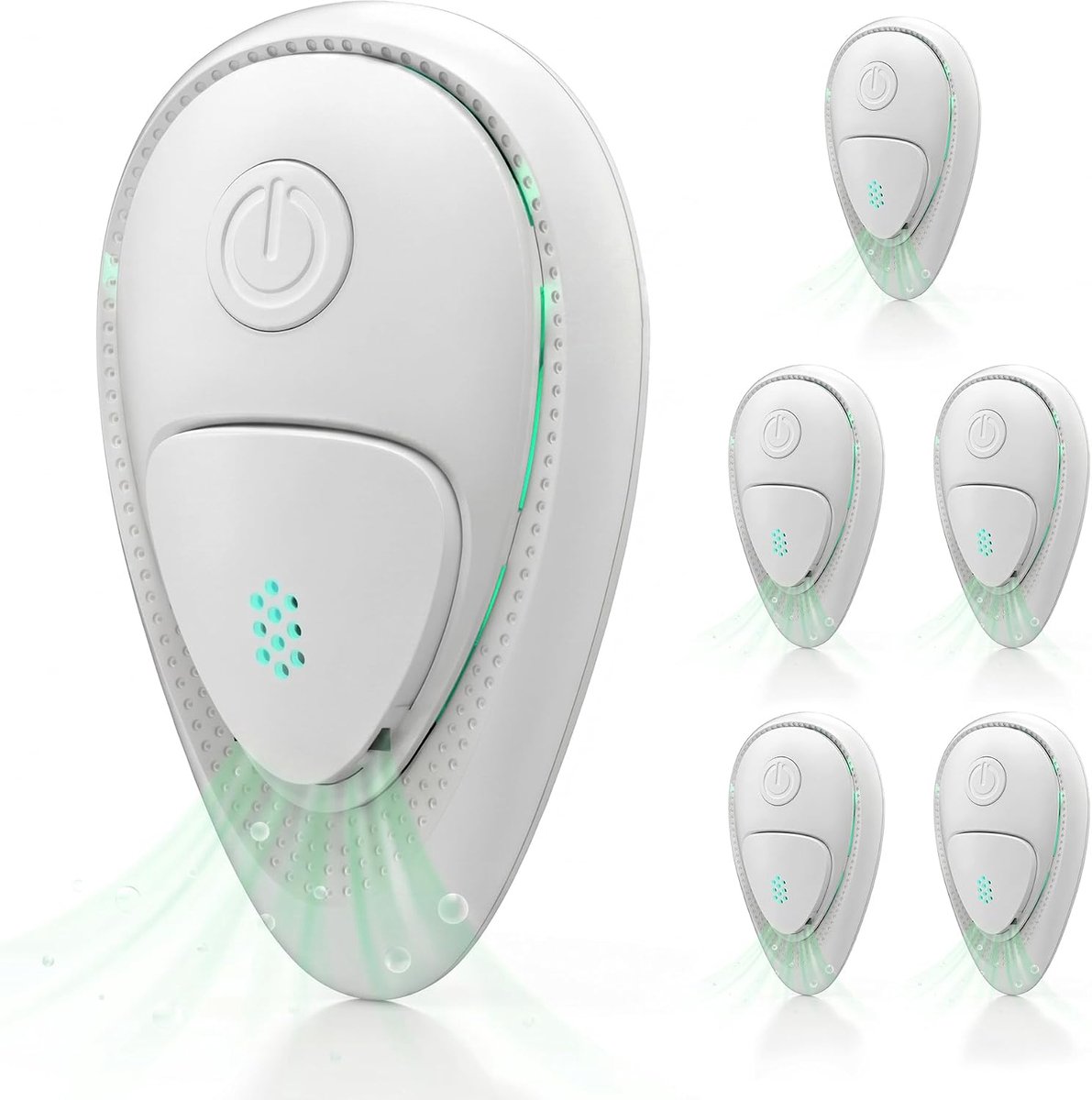 5 stuks Witte compacte plug-in ionisator luchtreiniger, stil en draagbaar tegen huisdiergeuren, rook en stof voor slaapkamer thuis