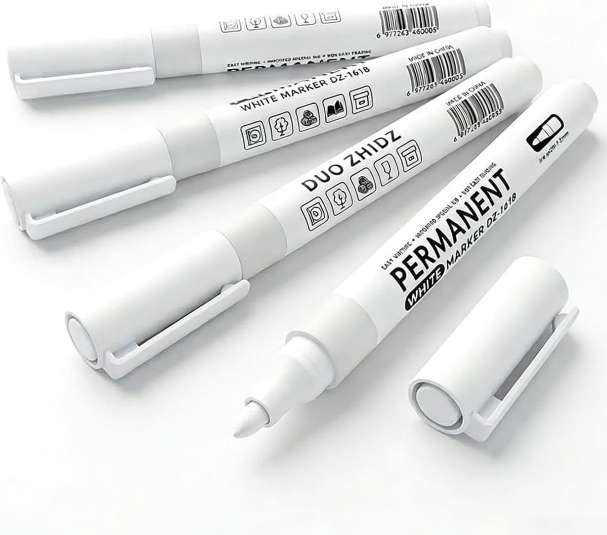 Waterproof permanente markers voor glas, keramiek en canvas - set van 4, fijne punt 0.3 cm, ideaal voor creatief gebruik