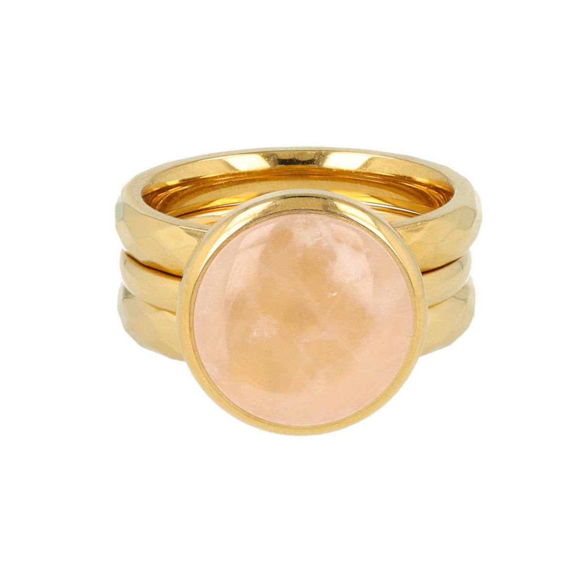 My Bendel - Goudkleurige Ringen Set - Rose Quartz - met Luxe Cadeauverpakking | Sieraden Voor Dames | Maat 18.00 Mm / Maat 57