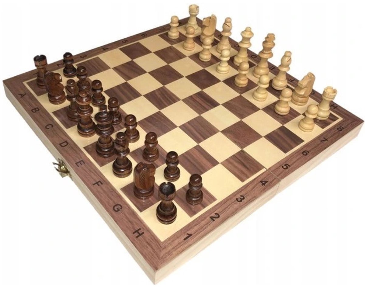 Koninklijk Houten Schaakspel 29x29cm - Klassiek Strategisch Bordspel