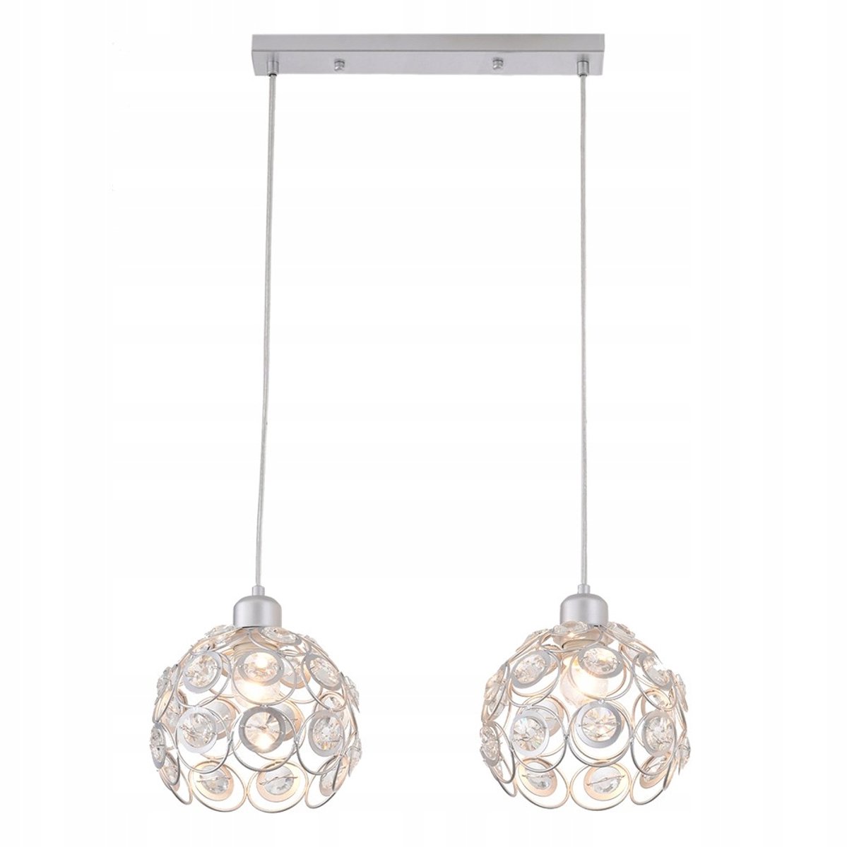 Florence Hanglamp Kristal 2-lichts E27 Zilver 56cm