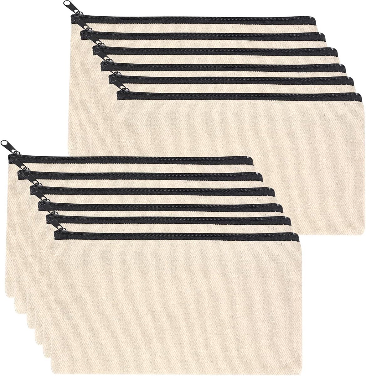 DIY Canvas Tasjes - Wit - 21 x 12 cm - Duurzaam Materiaal met Ritssluiting - Voor Creatieve Projecten en Reizen