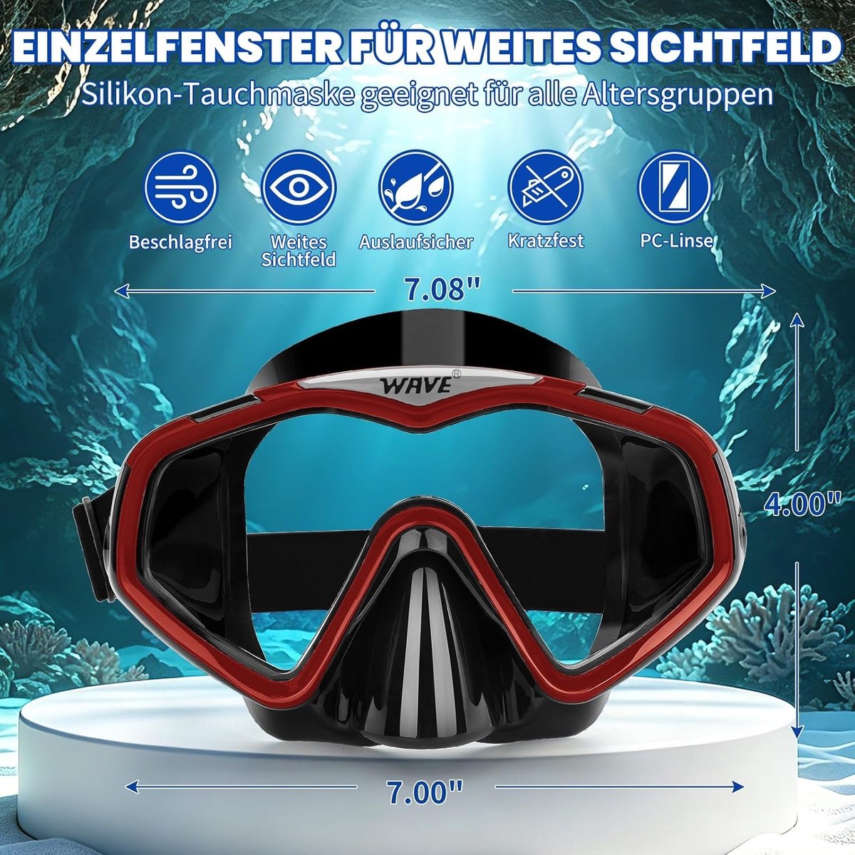 Gebreide Duikbril - Duikmasker - - Siliconen en PC - Voor Snorkelen, Zwemmen en Duiken