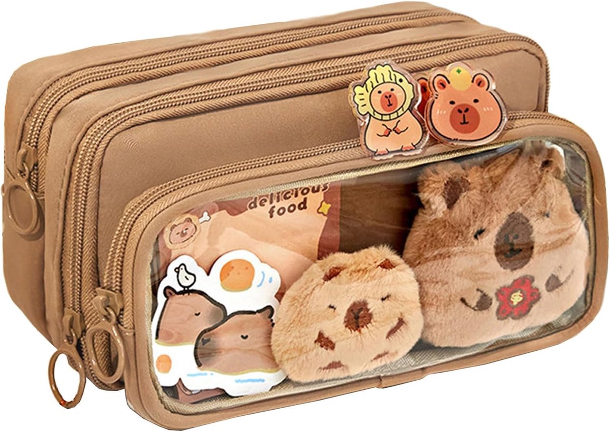 10 lagen afneembare pennendoosset, schattig Capybara-thema, meerdere vakken, ideaal voor studenten om schrijfwaren te organiseren, elegante functie, draagbaar en duurzaam, multifunctioneel