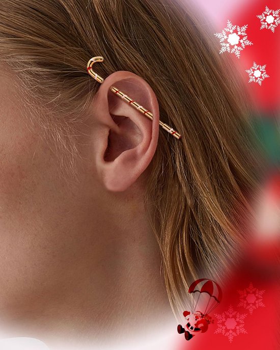 Kerst Industriële Rechte Bar Snoep Kruk Kraakbeen Oorbellen Rvs Industriële Barbell 14G Industriële Bars Steiger Industriële Ring — afbeelding 3