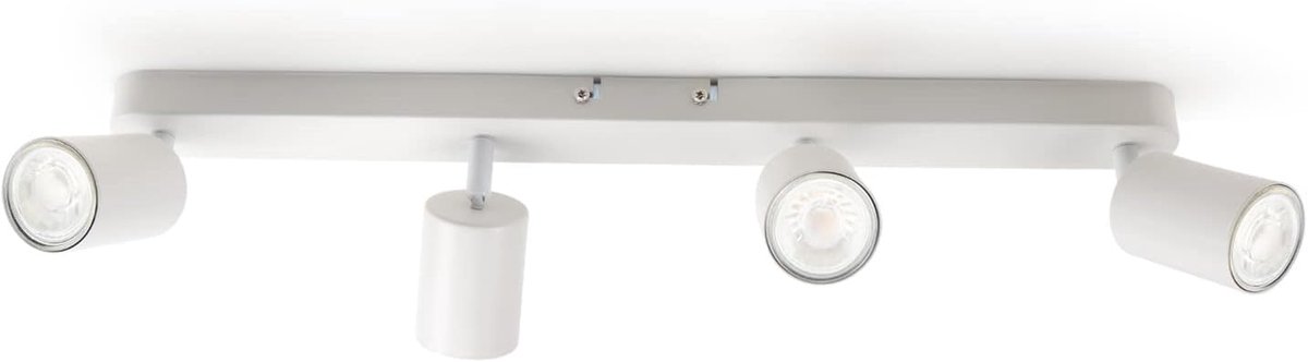 Plafondlamp met 4 LED-spots, draaibaar en verstelbaar Muurspot GU10 (zonder lampen) Retro/vintage plafondlamp 230V wit voor woonkamer, slaapkamer, keuken