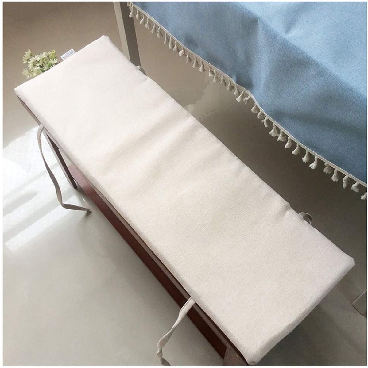 Tuinbankkussen met bevestigingsbanden, 2- of 3-zits bankmat Pad Patio Bench Pad ligkussen Vervanging Matraspad Binnen Buiten, 2 cm Dik-Beige 80 × 30 × 2 cm (31 × 12 × 0 ")