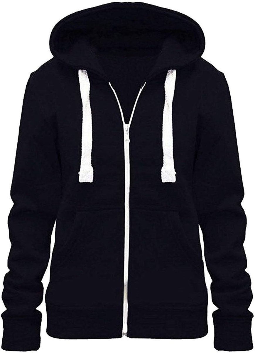 Dames Effen Volledige Mouw 2 Pocket Zip Up Plus Size Fleece Hoodie Jacket Vest Winter Top Kleding 8-22 ** 21 Kleuren **