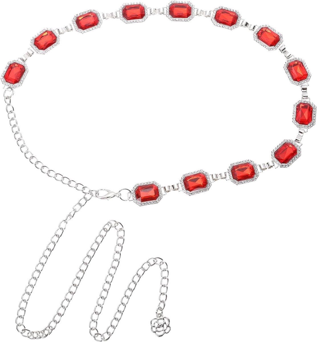 Metalen Kettingriem Western Concho Kettingen Riem Strass Metalen Schakels Taille Riem Voor Vrouwen Jurken Jeans Country Concert Outfit Rood