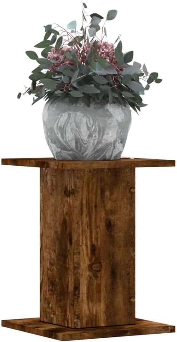 2 stuks, rookeiken, 30 x 30 x 40 cm, van hout, stabiele bloemenstandaard met groot oppervlak voor bloempotten en decoratie, holle constructie om te vullen met zand