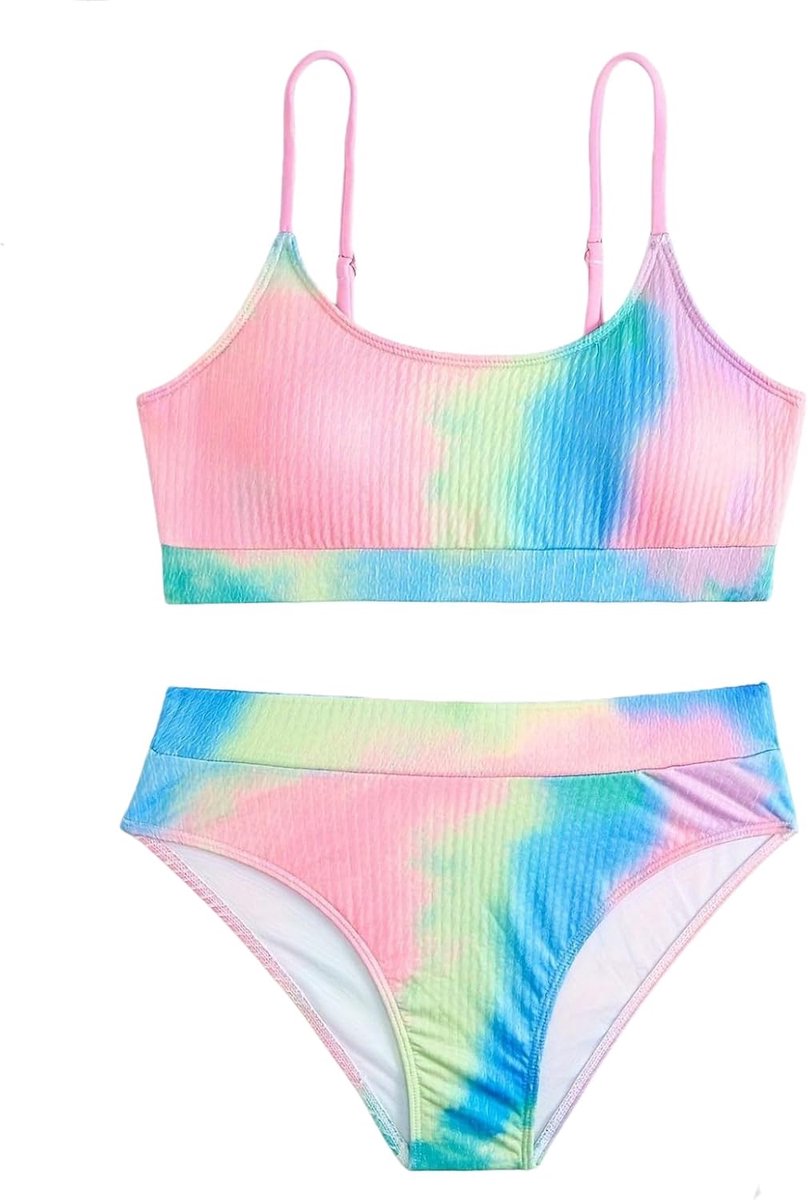 Meisjes Bikini Zwempak, Tie-Dye Print, Tweedelig, Maat L