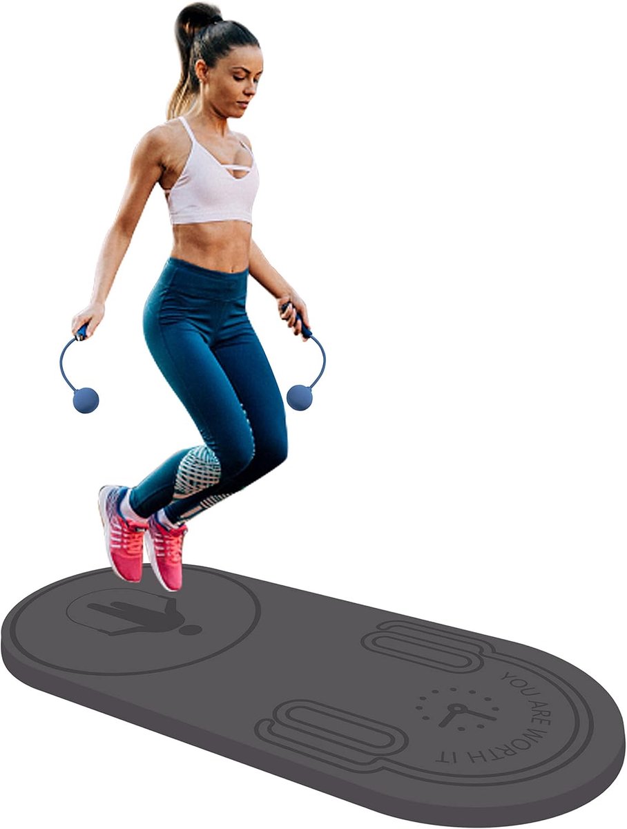 Jump Rope Mat, Knieën Bescherming Impact Absorptie Springtouw Mat Fitness Oefening Mat Antislip voor Home Gym (140cm*62cm*20/30mm)