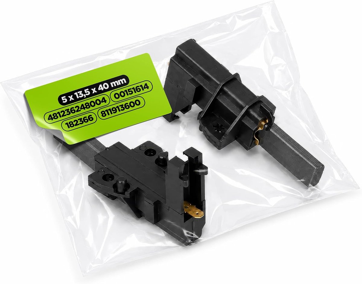Set van 2 koolborstels motorkool voor CESET-motoren 5 x 13,5 x 40 mm met originele code 481236248004 voor Whirlpool voor Bauknecht 00151614 voor Bosch 182366 voor Gorenje 811913600 voor Smeg