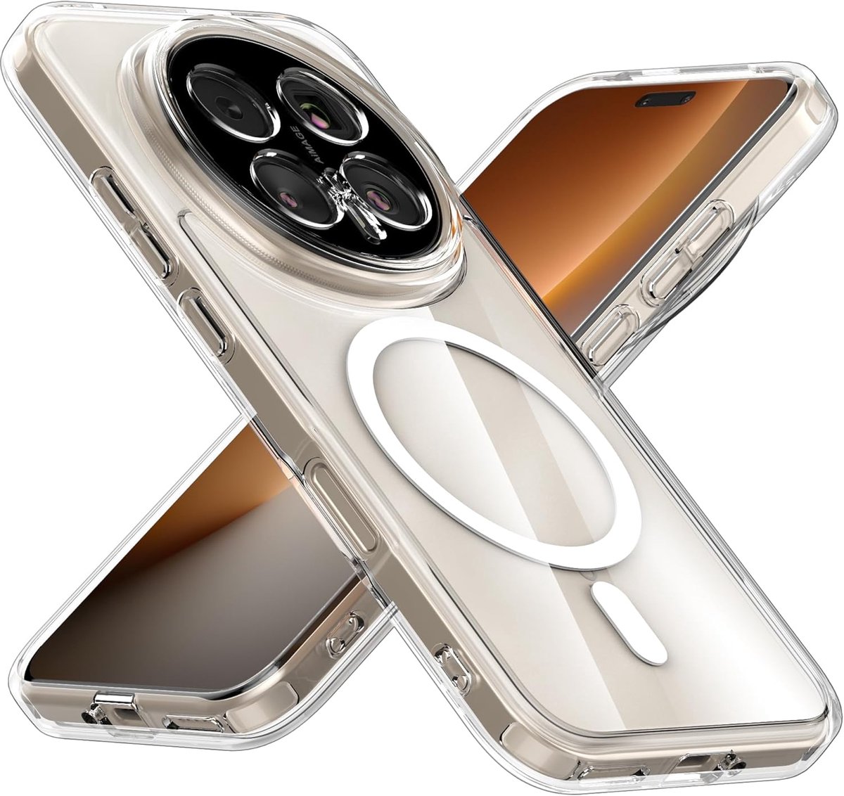 Hoesje voor Honor Magic 8 Pro 5G, magnetisch compatibel met Magsafe, kristalheldere harde achterkant + TPU-bumper, schokbestendig telefoonhoesje met magneet voor Magic8 Pro, transparant