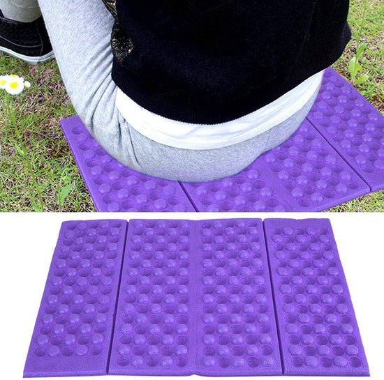 Schuimstofmat, opvouwbare campingmat, schuimkussen, draagbaar, waterdicht, zitkussen voor camping, sportevenementen, wandelen, tuin (paars + staart) — afbeelding 4