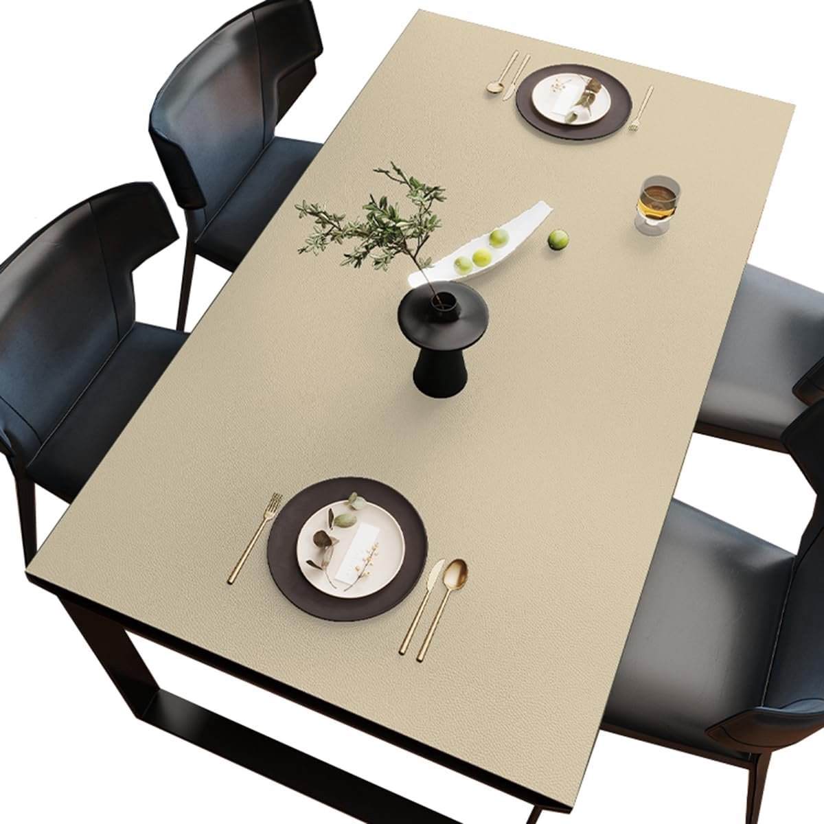 Lederen tafelkleed, voor eettafels, bureaus, salontafels, gemakkelijk schoon te maken, beige, 60 x 120 cm