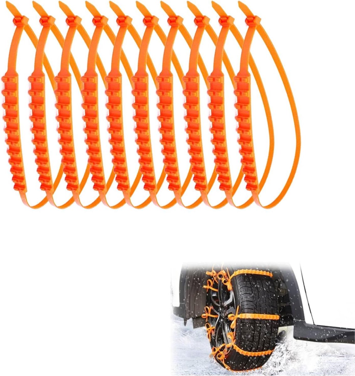 Sneeuwketting, sneeuwkettingen voor de winter, autobanden, sneeuwbanden, antislip ketting, antislip, verstelbare ketting, bandenwiel, sneeuwbandenkettingen, bandensokken voor sneeuw, 10 stuks