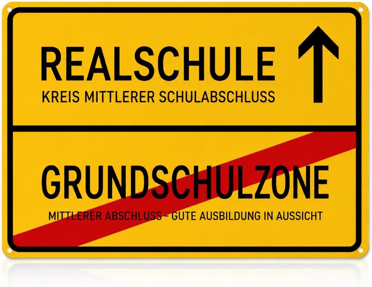 Bord Realschoolleerling Midden Onderwijsweg, Basisschool Zone Verkeersbord 30 x 20 cm, Tinnen Metalen Bord voor Schoolovergang, Cadeau Wanddecoratie