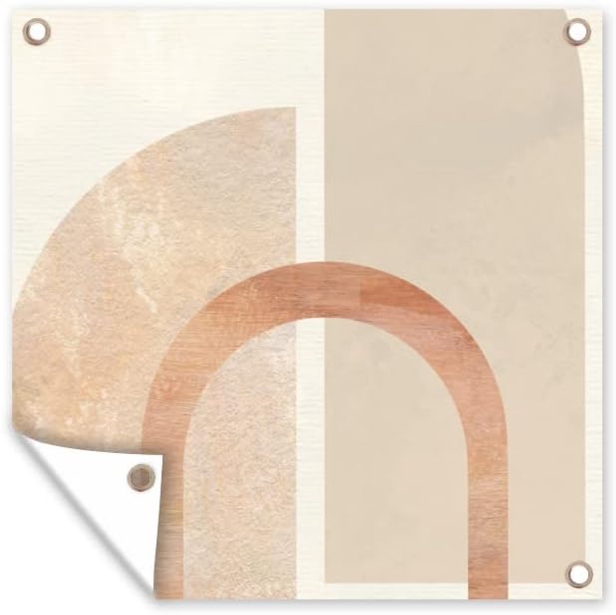Tuinposter - 200x200 cm - Roze - Beige - Abstract