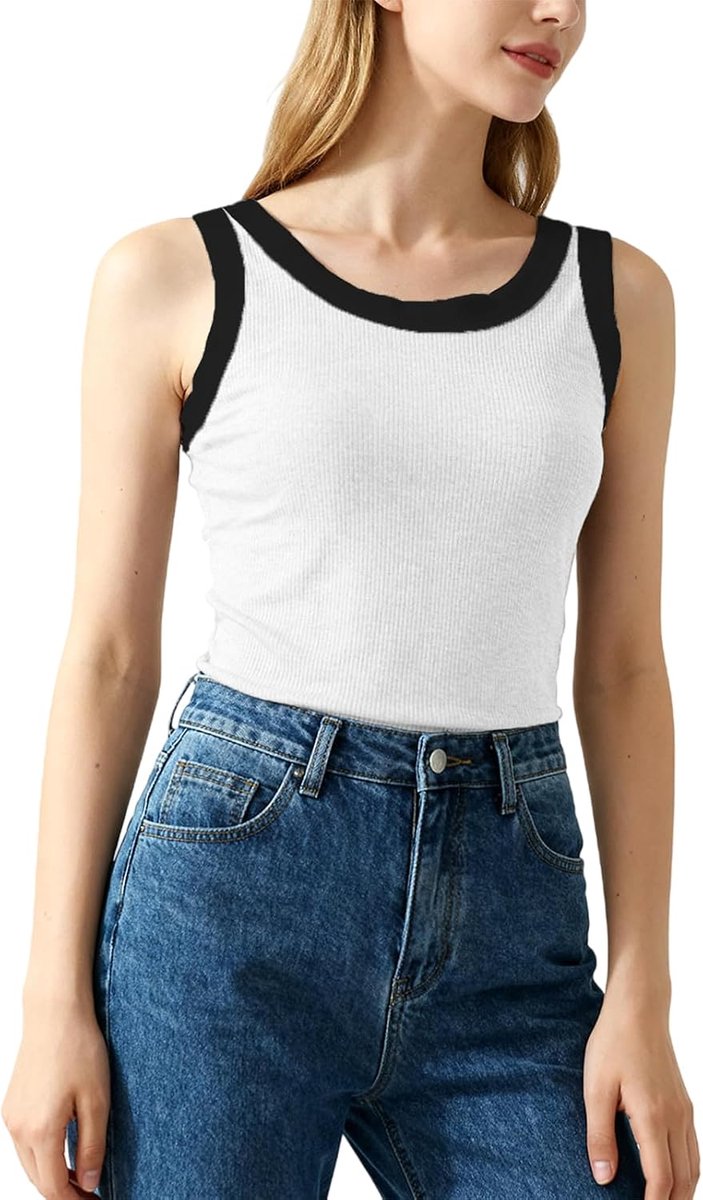Leroy Tanktop voor dames met brede bandjes, design colorblock tanktop