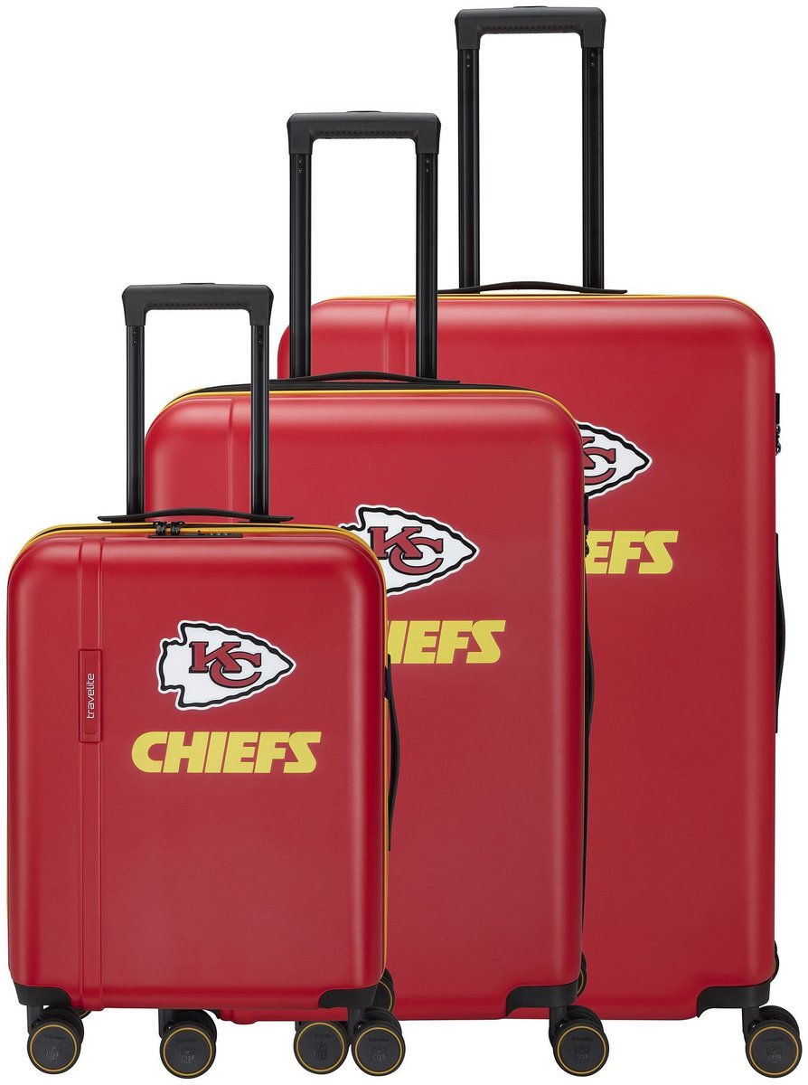 Travelite travelite x NFL 4 wielen Kofferset 3-delig met uitbreidingsplooi - Harde bagage - TSA slot - kansas city chiefs