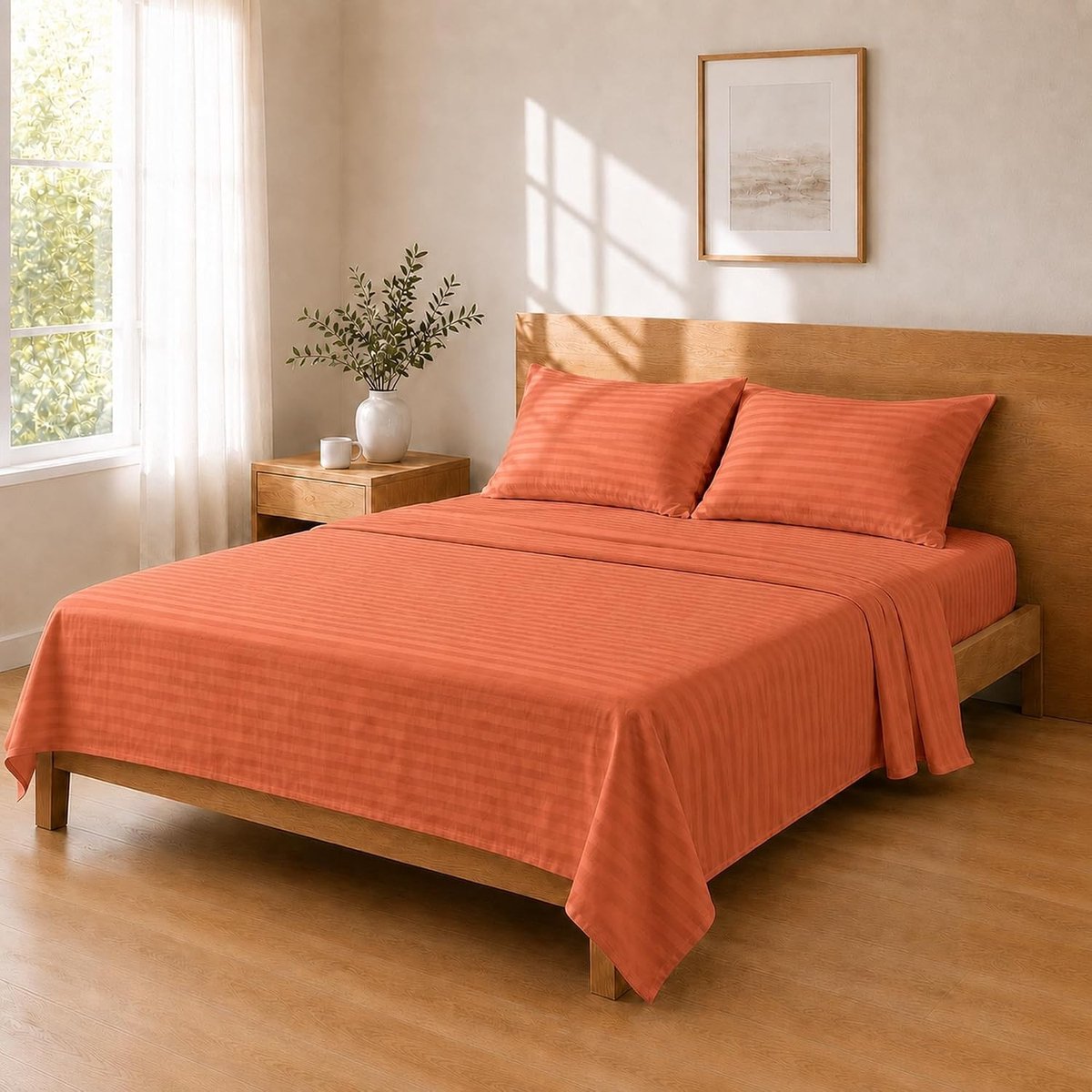 Lakenset Microvezel - Terracotta - 180x240 / 135x200+25 / 50x80x2 - Compleet met Bovenlaken, Hoeslaken en Kussensloop - Voor een Gezellige Slaapkamer
