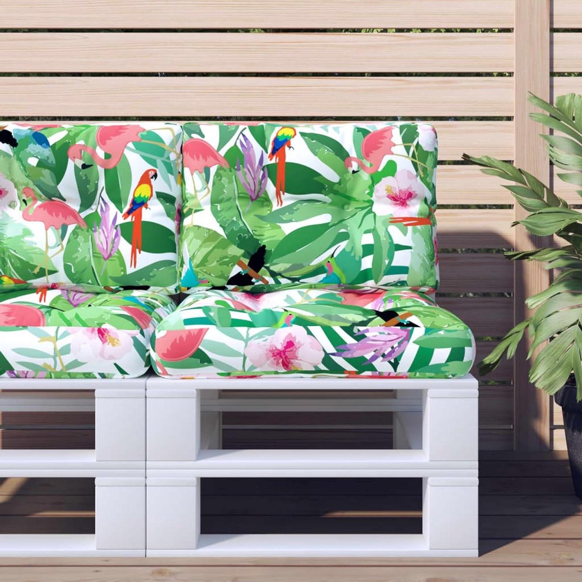 Palletbank Kussens - Tuinkussen Set - Buiten Zitten - Moderne Print - 60 x 60 cm - Meerkleurig