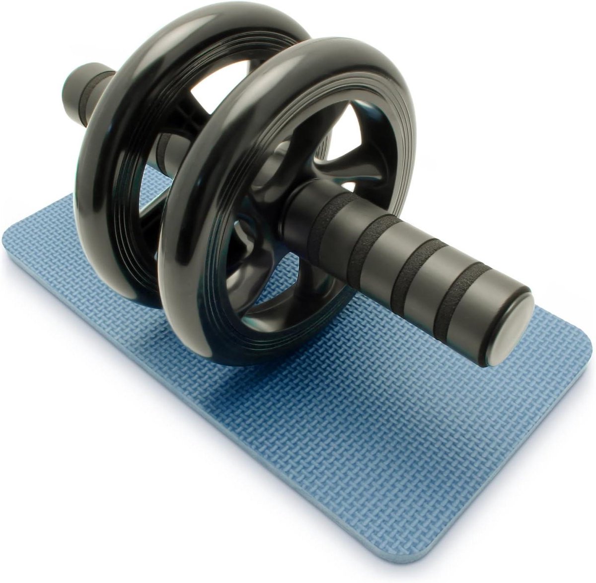 Buikspierroller - Fitnesswiel - Krachtopbouw Lichaam - Dubbele Wielen Stabiliteit - 28 cm Breed - Zwart
