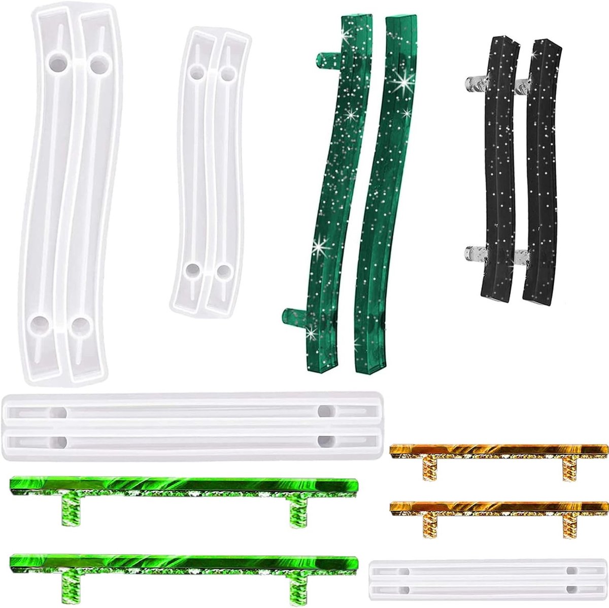 Set van 4 Tray Handgrepen Gietvormen van Siliconen voor Epoxy, Perfect voor Creatieve Decoraties en DIY Projecten