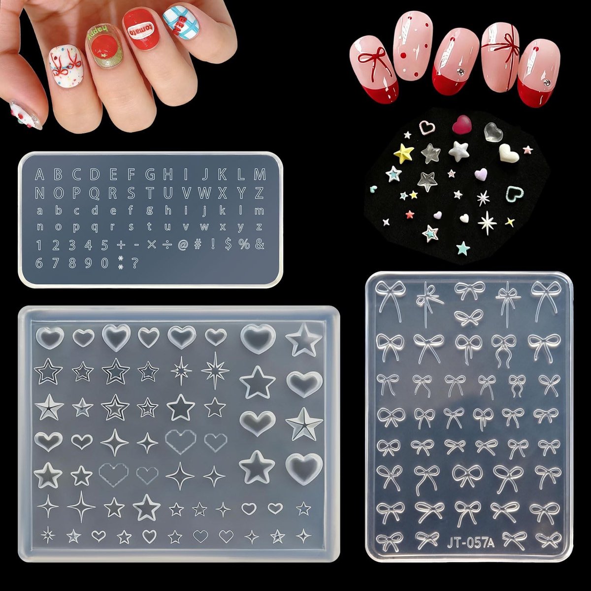SolidKeus - Set van 3 Siliconen Nagelmallen voor DIY Nagelkunst