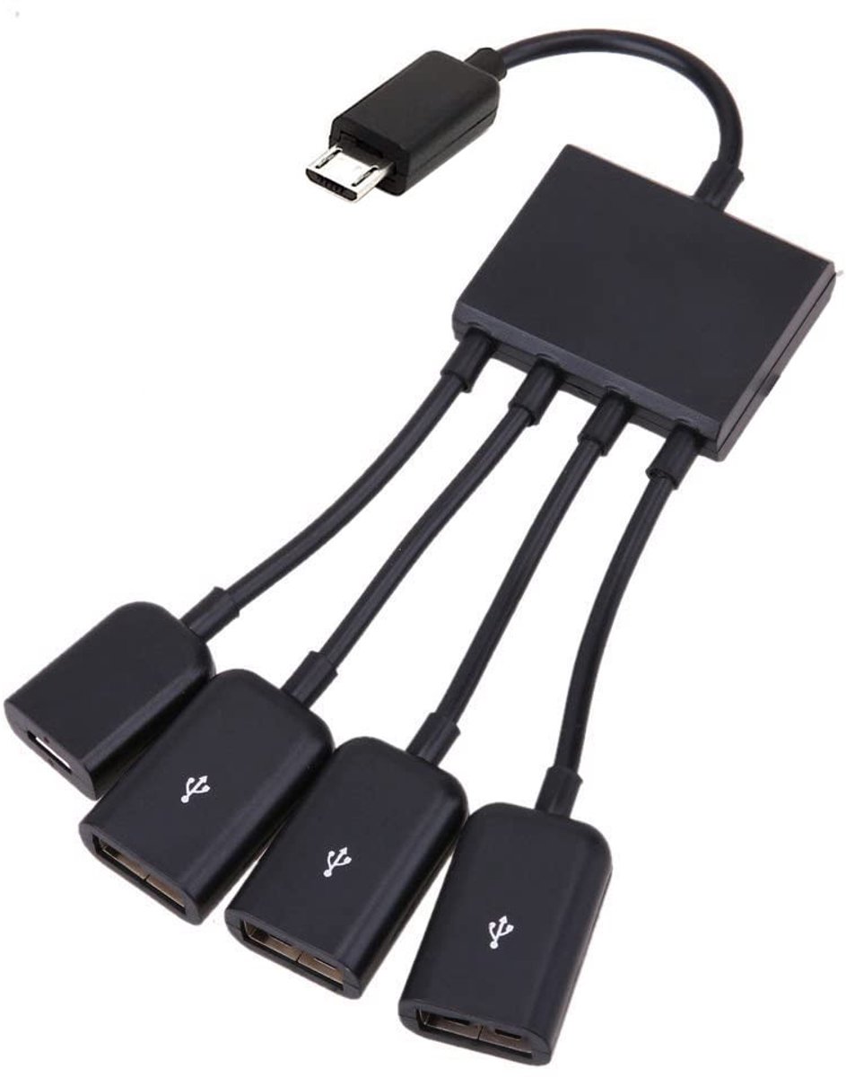 SolidKeus - Micro USB Host OTG 3 Poorts Hub Adapter Kabel