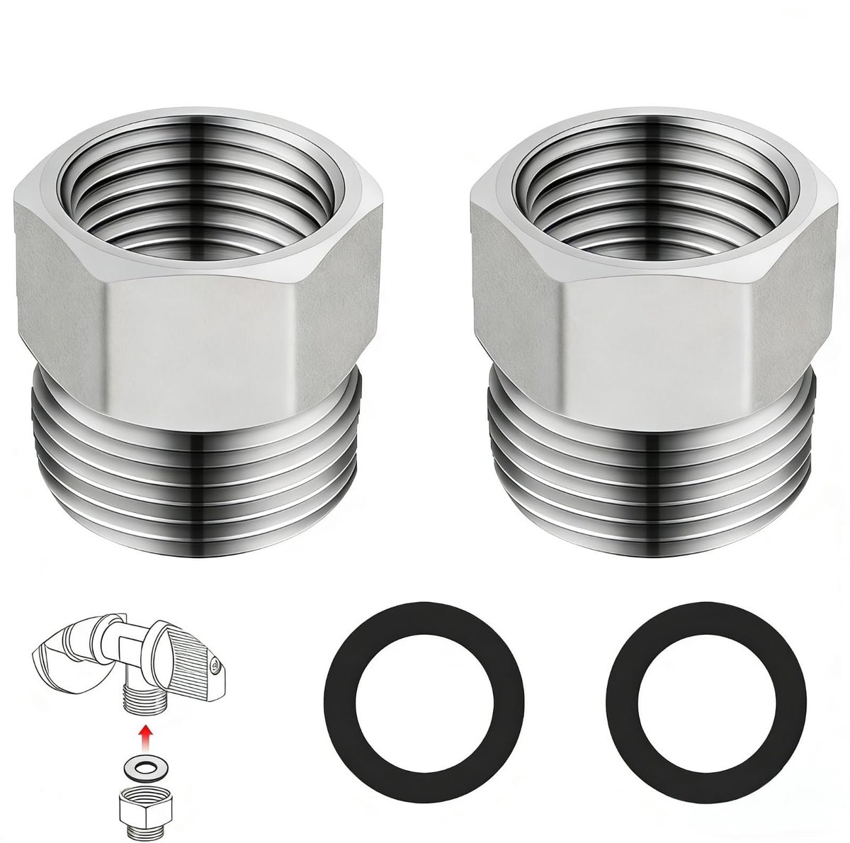 SolidKeus - Set van 2 Messing Reducers voor Waterleiding, 1/2 naar 3/8 Inch