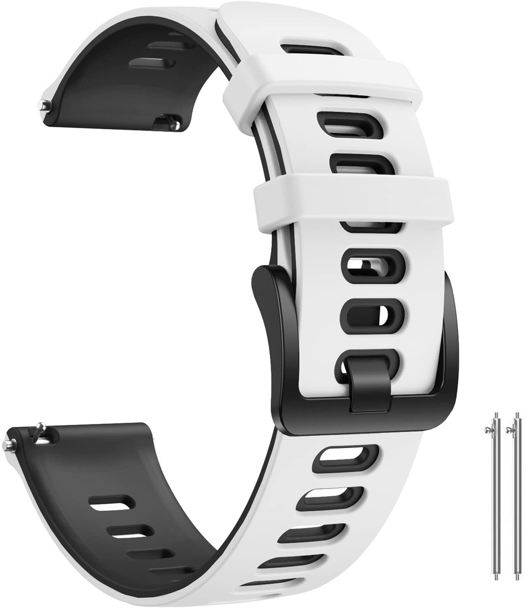 SolidKeus - 20mm Silicone Armband voor Smartwatch in Wit/Zwart