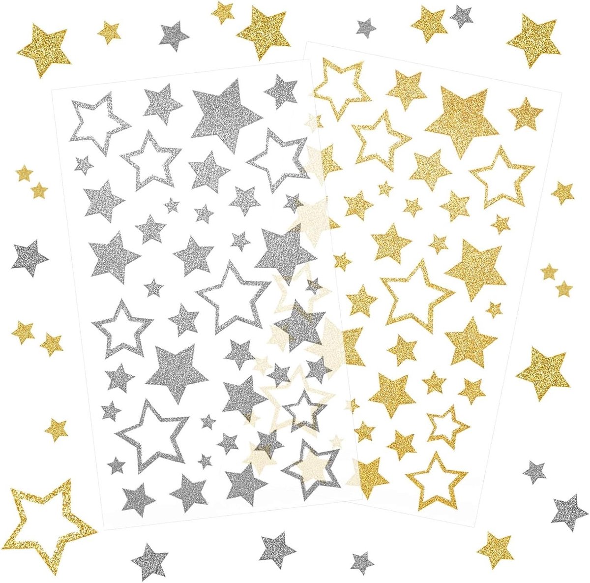 SolidKeus - Set van 6 Glitter Ster Stickers voor Kerstdecoratie