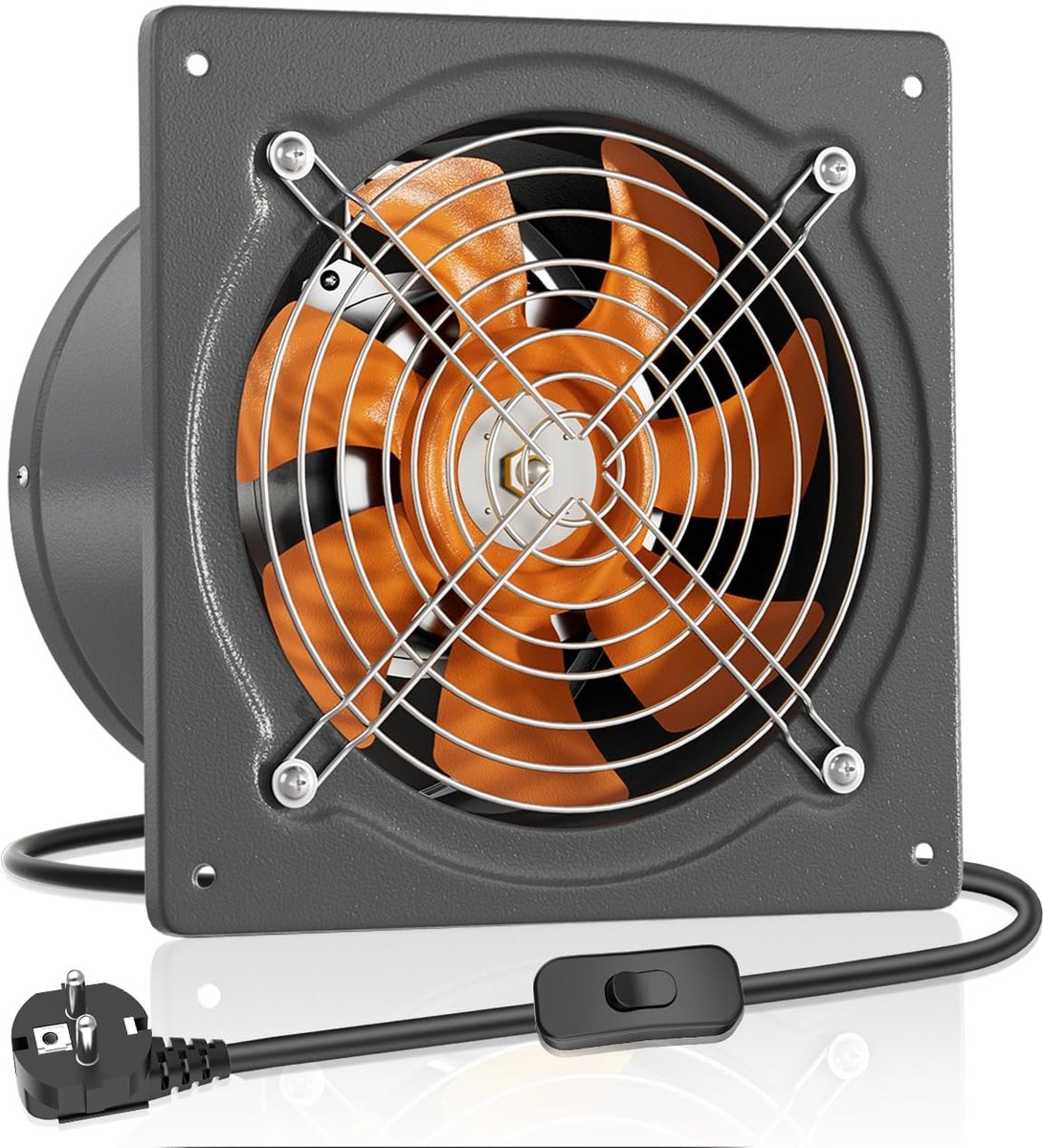 SolidKeus - 250 mm Afzuiger met 1680 m³/h, Ideaal voor Badkamer en Garage