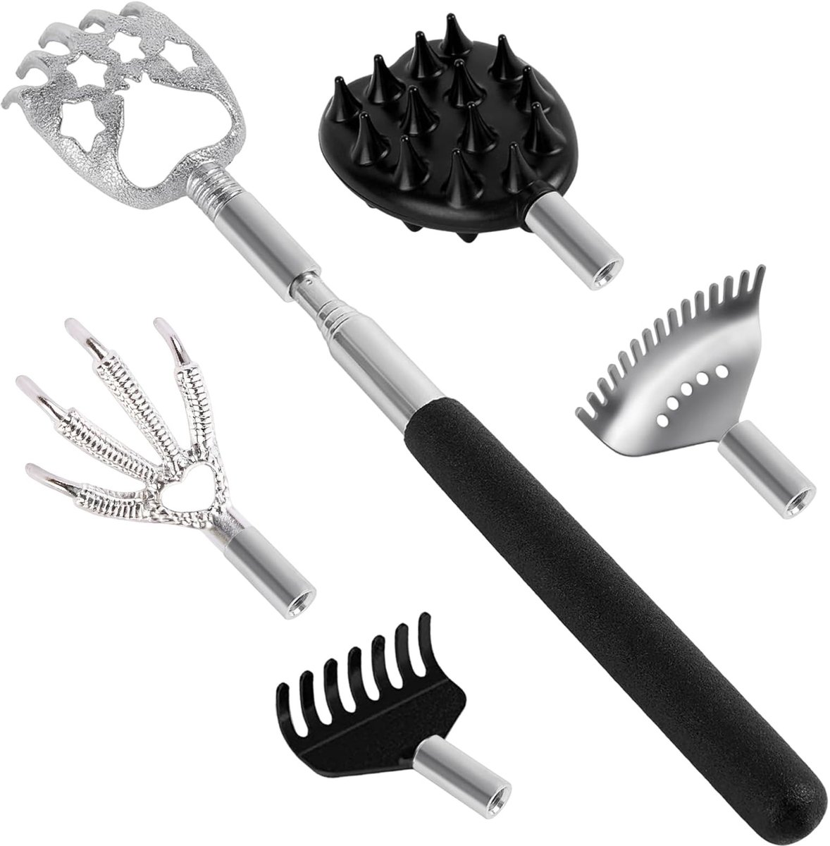 SolidKeus - Draagbare RVS Rugkrabber met 5 Accessoires