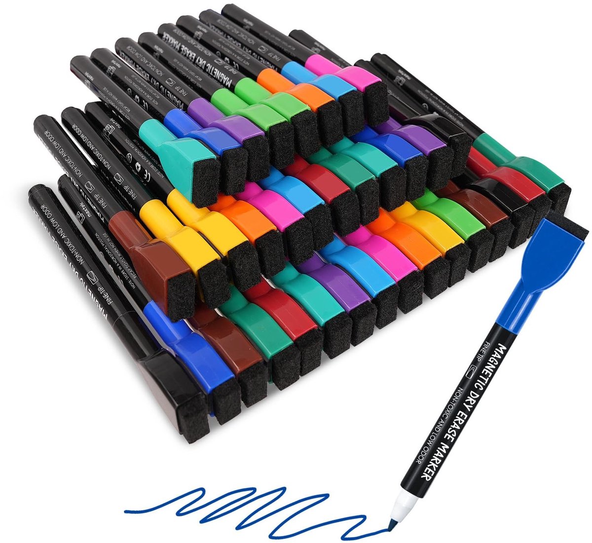 SolidKeus - Set van 12 Magnetische Whiteboard Pens met Fijne Punt