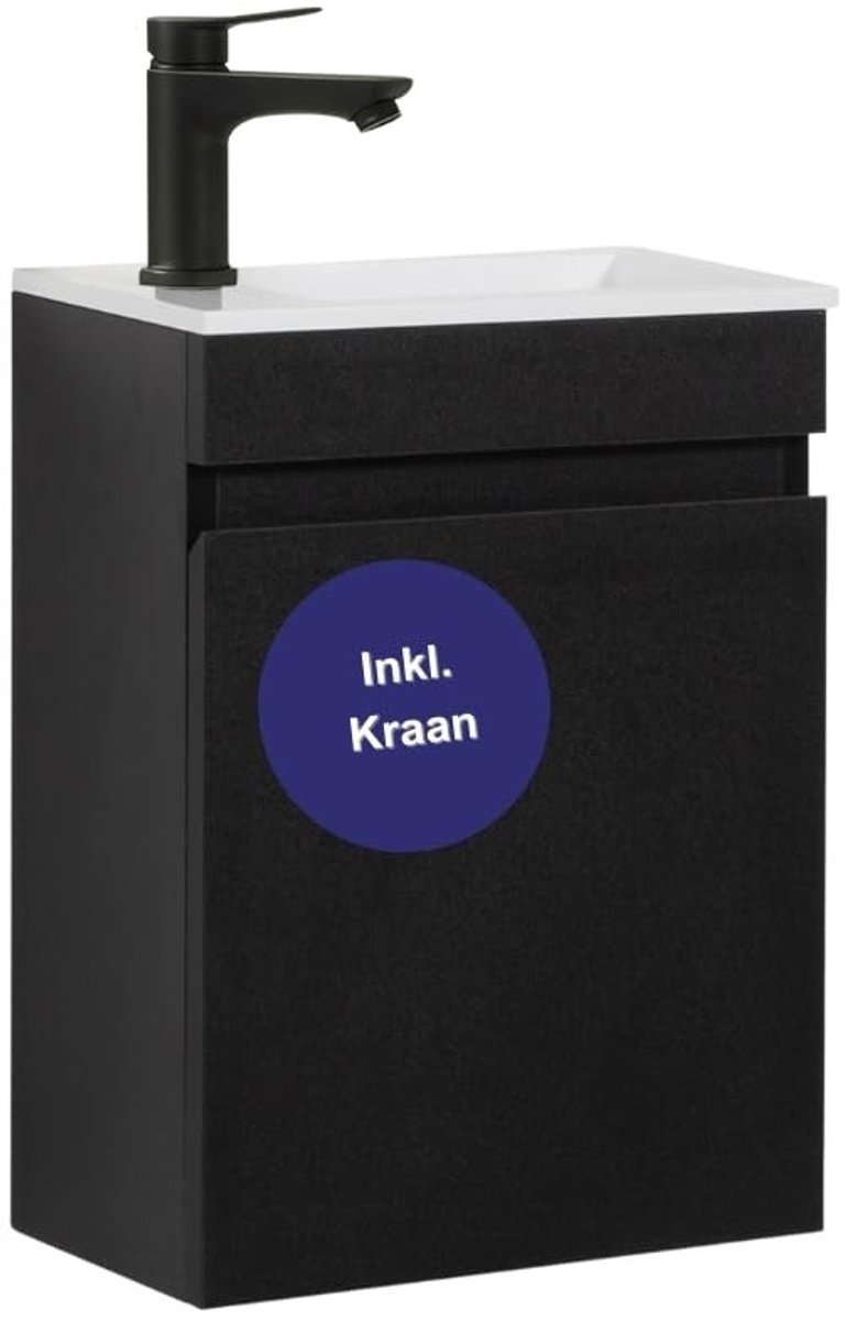 SolidKeus - Voorgemonteerde Wastafelset 40 cm met Onderkast (Zwart)