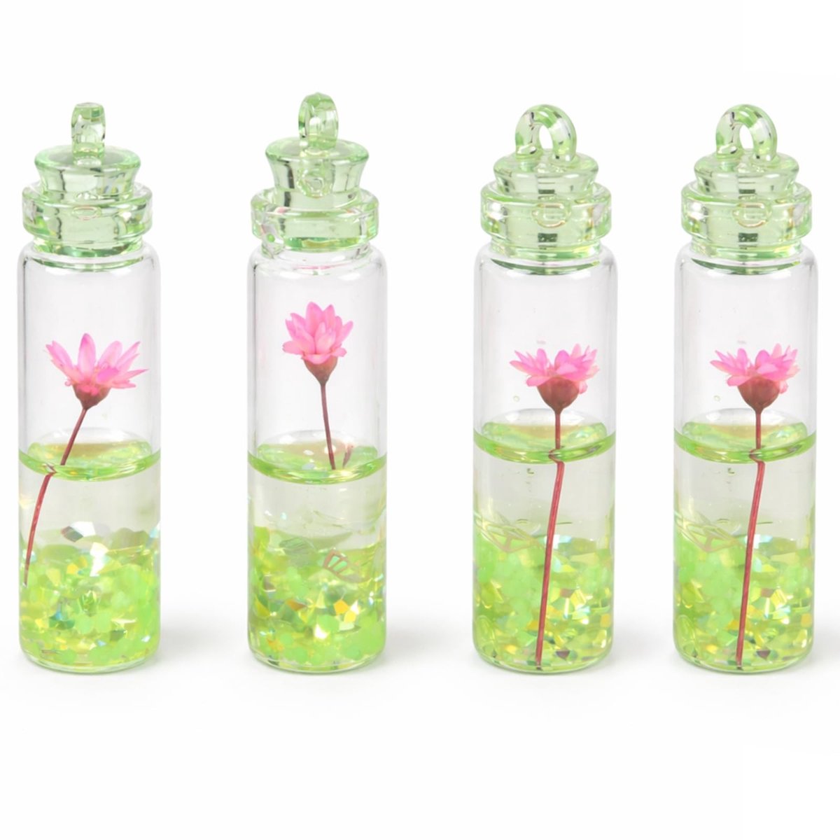 SolidKeus - Lichtgevende Zandflessen met Gedroogde Bloemen, 4 Stuks