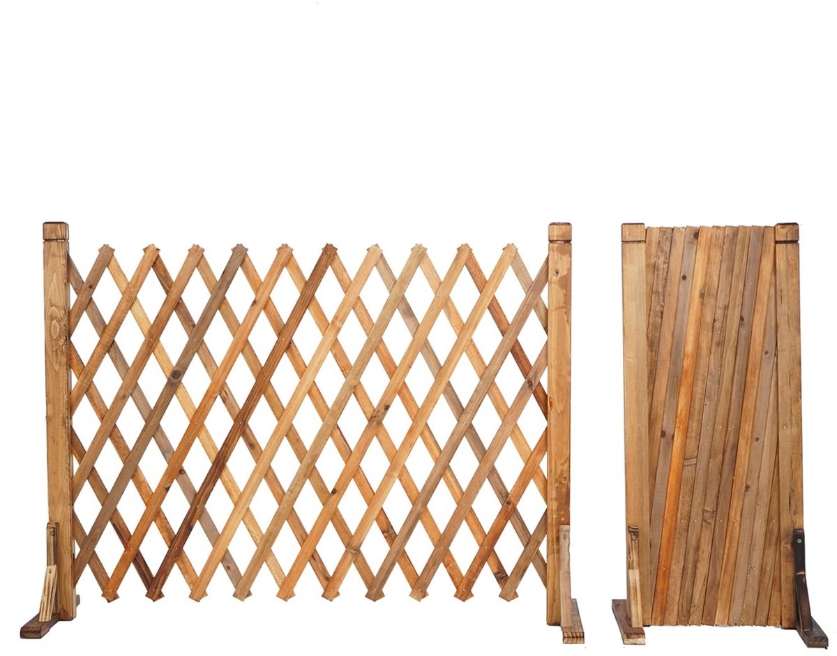 SolidKeus - 2-Pack Uitzetbaar Tuinscherm Paneel van Hout